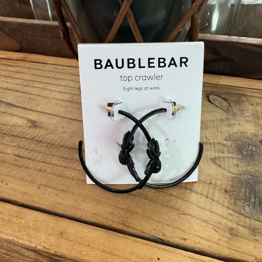 BAUBLEBAR “TOP CRAWLER” HALLOWEEN SPIDER GLITTER HOOP EARRINGS